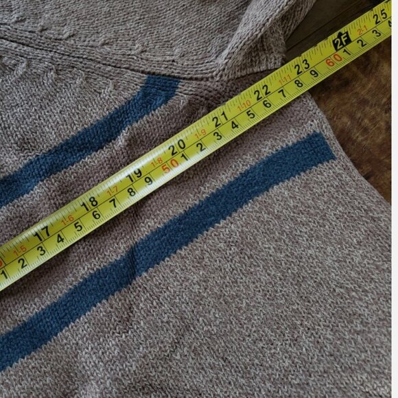 COLUMBIA Knit 1/4 Zip Sweater Pullover Jumper BROWN/ BLUE STRIPED Men Sz Medium - Picture 6 of 7